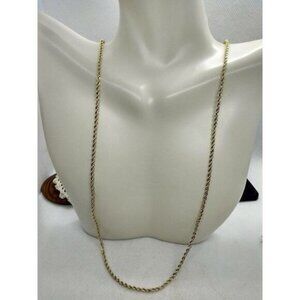 14kt Italy stamped gold Bonded rope necklace unisex men or women masculine